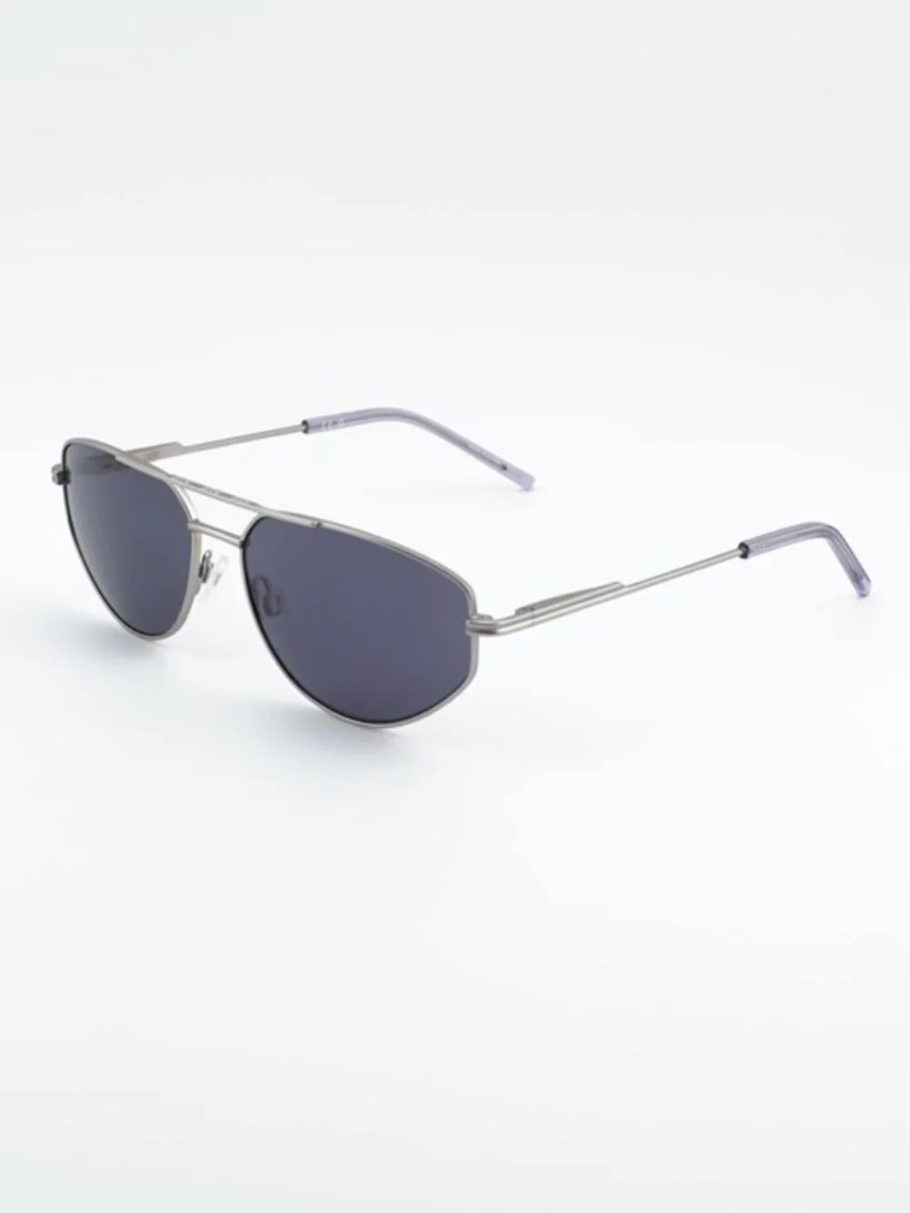 DKNY DK117S 040 Sunglasses Satin Silver Square Frame, Grey Lenses
